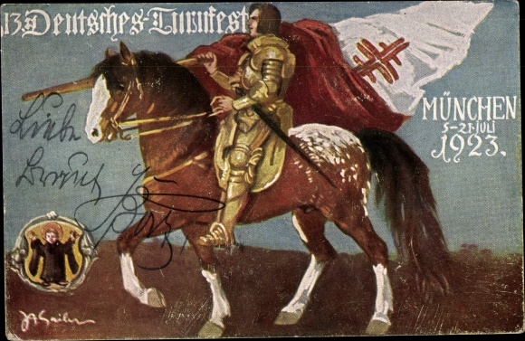 Künstler Ak Sailer, München Bayern, 13. Deutsches Turnfest 1923, Reiter, Kindl