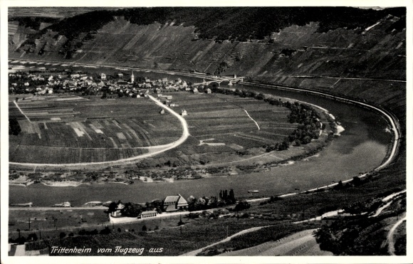 Postcard Trittenheim on the Mosel, aerial photograph