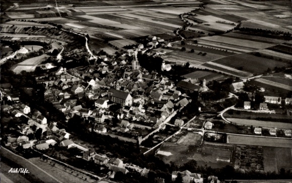 Postcard Aub in Lower Franconia, aerial photograph