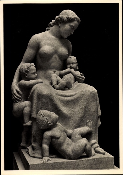 Postcard plastic by Elsa Montag, mother, woman with children, infant, HDK 550