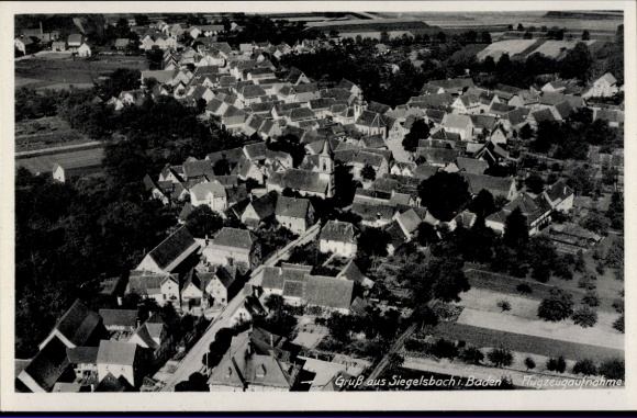 Postcard Siegelsbach in Baden, aerial photograph