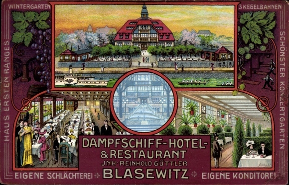 Ak Dresden Blasewitz, stoomboothotel en restaurant