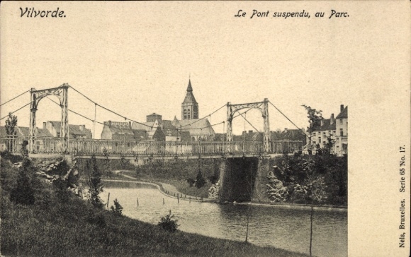 PC Vilvorde Flemish Brabant, bridge, park, city view, Nels, Brussels, Series 65 No. 17