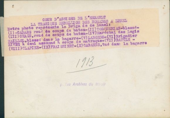 PC Lunel Hérault, Herault Assize Court, Tragic Uprising of the Nomads, Brigade, 1913