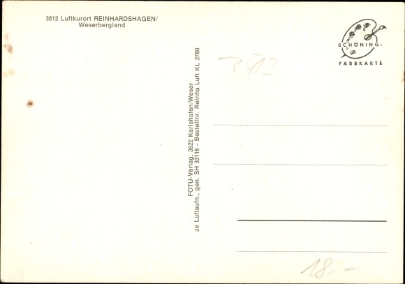Postcard Reinhardshagen on the Weser, residential buildings, landscape, mountains