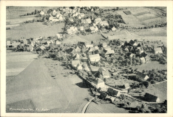 Postcard Pommertsweiler Abtsgmünd Ostalbkreis, aerial photograph