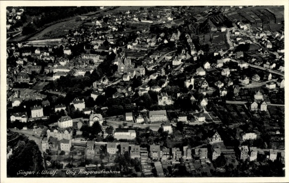 Postcard Siegen in Westphalia, aerial photograph of houses, landscape, buildings