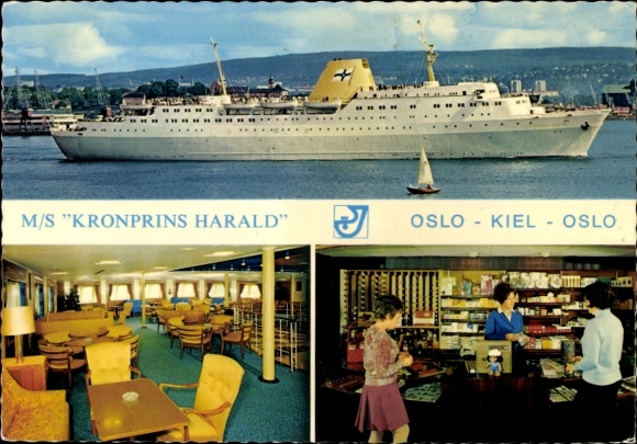 Postcard ferry MS Kronprinz Harald, Oslo Kiel