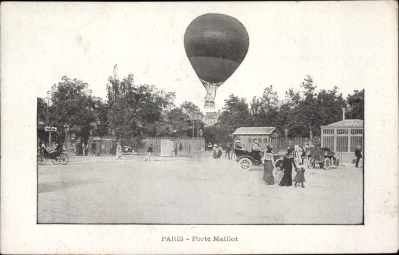 Ansichtkaart Paris XVII., Aérodrome de la Porte Maillot, ballon