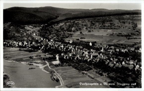 Postcard Dorfprozelten in Lower Franconia, aerial photograph