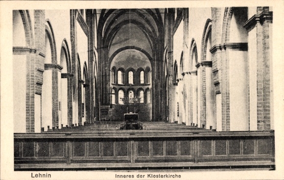 Postcard Lehnin, interior of the monastery church