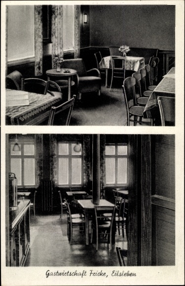 Postcard Eilsleben in Saxony Anhalt, inn Fricke, interior views