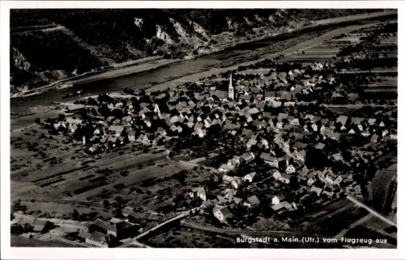 Postcard Bürgstadt in Lower Franconia, aerial photograph