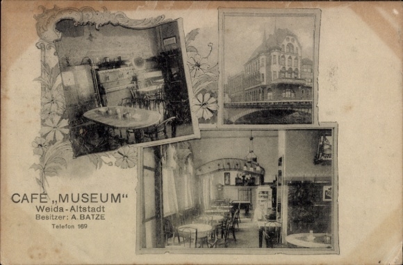 Passepartout Ak Weida in Thüringen, Café Museum