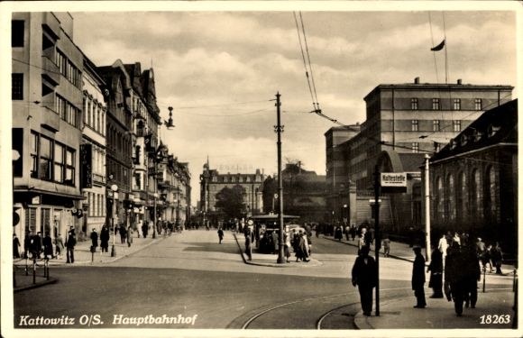 Ak Katowice Kattowitz Oberschlesien, Hauptbahnhof