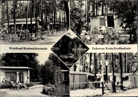 Postcard Zschorna Thiendorf Saxony, Waldbad Brettmühlenteich, campsite