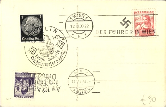 Postcard Führer and Reich Chancellor Adolf Hitler, Benito Mussolini, The Guarantors of Peace, State Meeting