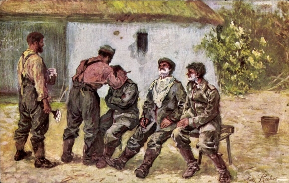 Künstler Ak R., Der Feldbarbier