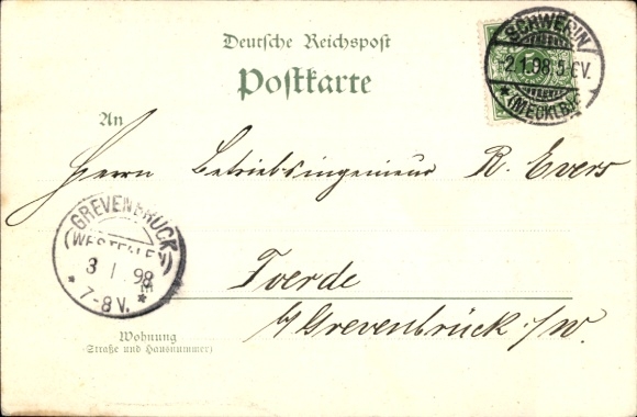 Postcard Schwerin in Mecklenburg, Pfaffenteich with cathedral, greetings from