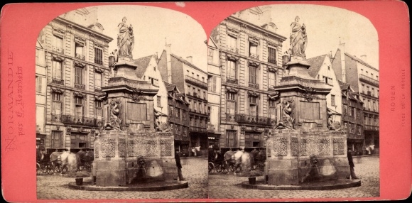 Stereo Photo Rouen Seine Maritime, Place de la Pucelle, Monument