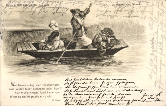 Postcard Niederlössnitz Niederlößnitz Radebeul Saxony, man and woman in a boat on a river...