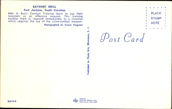 Ak Zuid-Carolina de V.S., Bajonetboor, Fort Jackson
