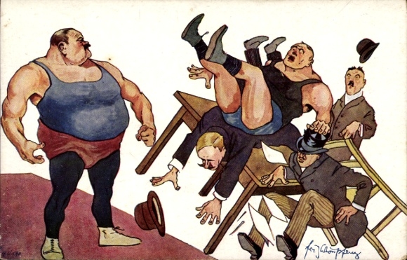 Künstler Ak Schönpflug, Fritz, Ringer, Schiedsrichter