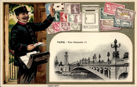 Embossed stamps Postcard Paris VIII., Pont Alexandre III.