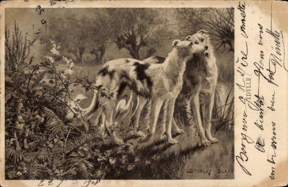 Künstler Ak Berke, Stanley, Idylle, Hunde