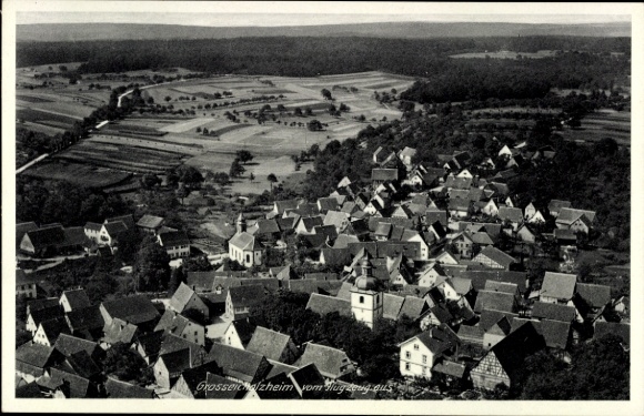 Ak Großeicholzheim Seckach in Baden, Landschaftsaufnahme, Dörfliche Ansicht, Historische 