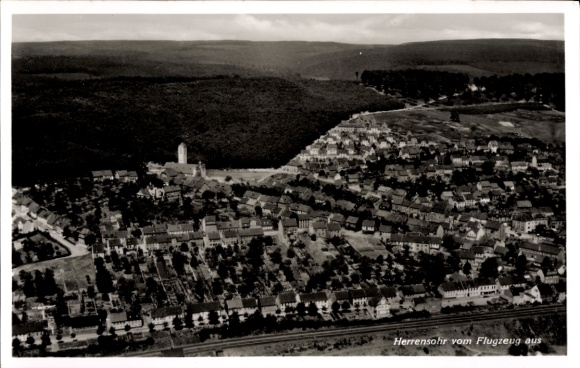 Postcard Herrensohr Dudweiler Saarbrücken in Saarland, aerial photograph