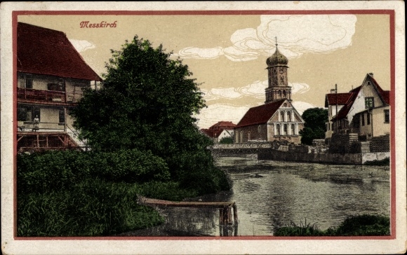 Ak Messkirch in de Zwabische Jura, uitzicht op de stad, kerk