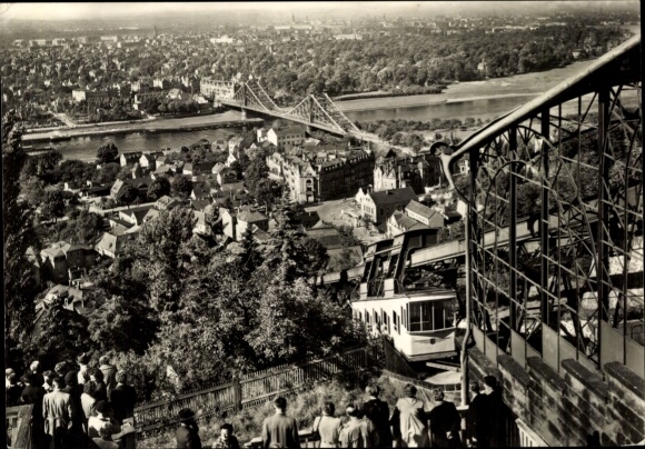 Ak Dresden Blasewitz, panoramisch uitzicht op Loschwitz en Blasewitz, brug, stadsgezicht