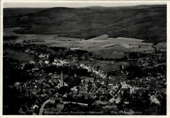 Postcard Beerfelden Oberzent in the Odenwald, aerial photograph