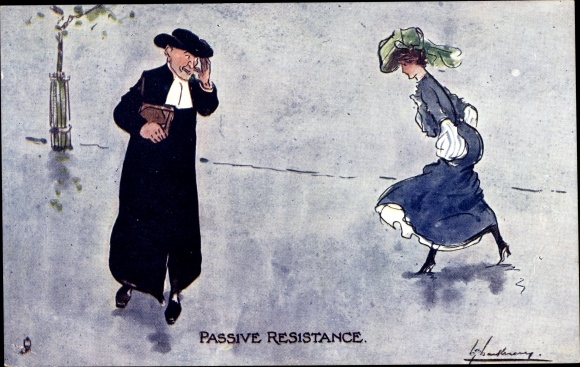 Artist Postcard Thackeray, Lance, Passive Resistance, Priest, Woman