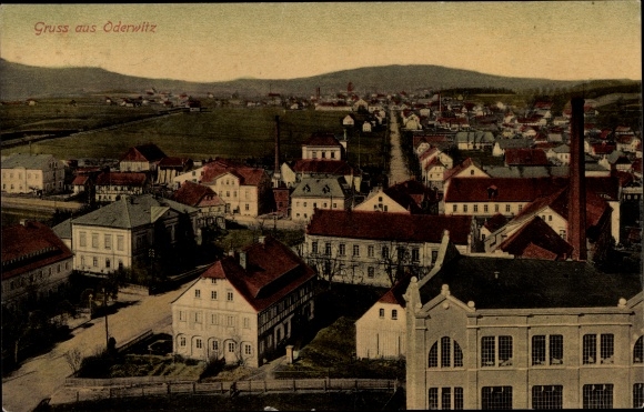 Ansichtkaart Oderwitz in Oberlausitz, totaalaanzicht van het dorp