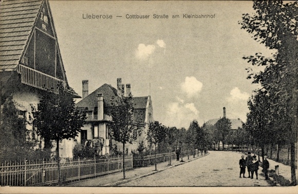 Ak Lieberose in Brandenburg, Cottbuser Straße am Kleinbahnhof