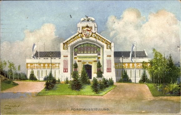 Artist Postcard Nuremberg in Middle Franconia Bavaria, Forestry Exhibition 1906