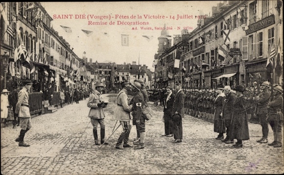 Ak Saint Dié Lothringen Vosges, Fetes de la Victoire 14 Juillet 1919, Remise de Decorations