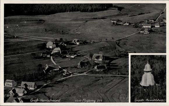 Postcard Großherrischwand Herrischried am Hotzenwald, aerial photograph, Gugeln, observation tower