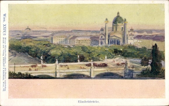 Artists Postcard Vienna 6 Mariahilf, Elisabeth Bridge
