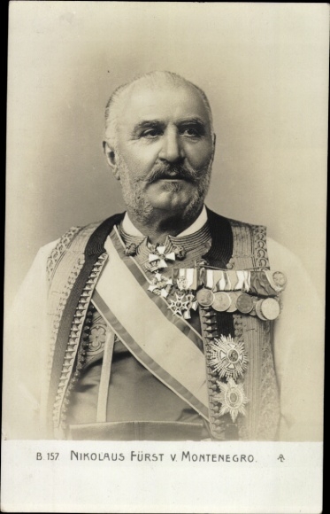 Postcard Nicholas Prince of Montenegro, portrait, uniform, medal