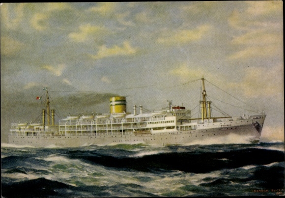 Kunstenaar Ak Ellis, G., Ship Patria, Companhia Colonial de Navegação CCN