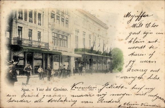 Postcard Spa Wallonia Liège, Hotel Hotermans, Casino View, People on the Street