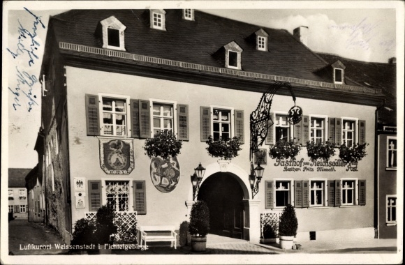 PC Weißenstadt in the valley of the Eger Fichtelgebirge, lot at the Gasthof zum Reichsadler, Fritz Künneth