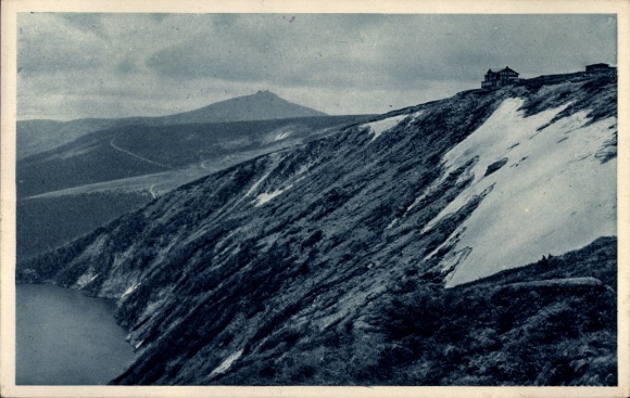 Postcard Karpacz Krummhübel Giant Mountains Silesia, Prince Heinrich Baude, Great Pond, Snezka