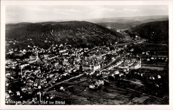Postcard Ettlingen in Baden, aerial photograph