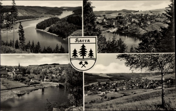 Ak Harra Rosenthal am Rennsteig, Wappen, Panorama