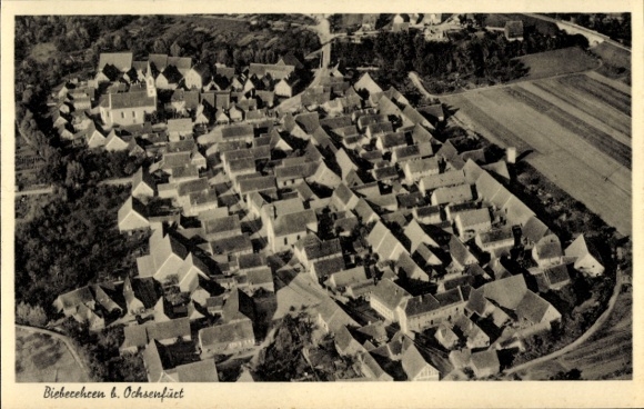Postcard Bieberehren in Lower Franconia, aerial photograph