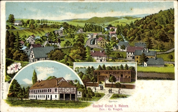 Chromo-Litho Grund Mohorn Wilsdruff Saxony, general view, Gasthof Grund